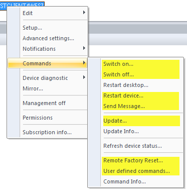 Remote control menu