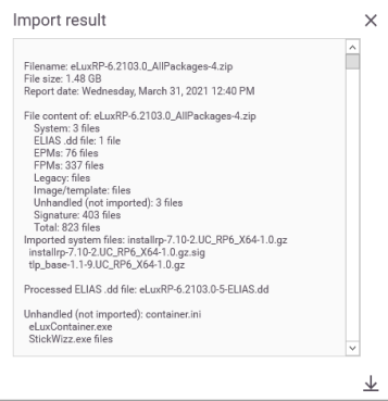 Import result