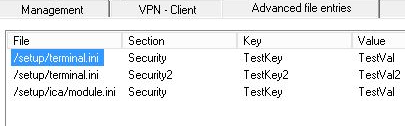 Image showing file entries on the device