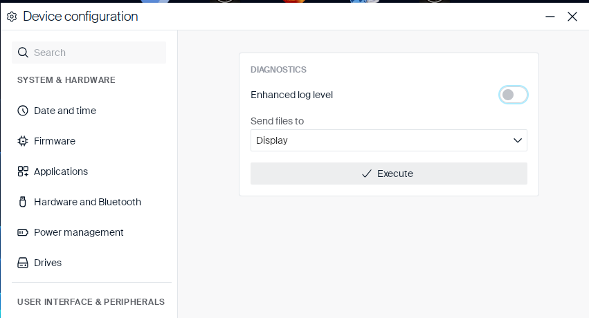Diagnostics settings