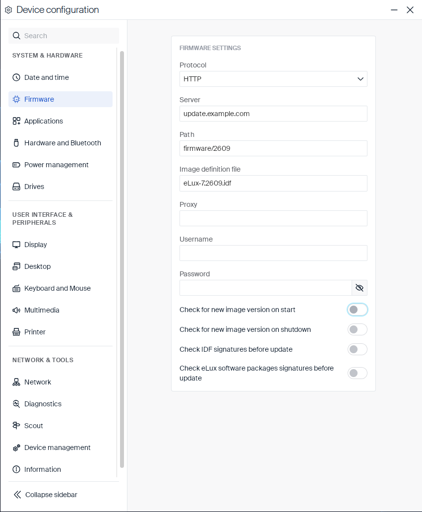 Firmware settings
