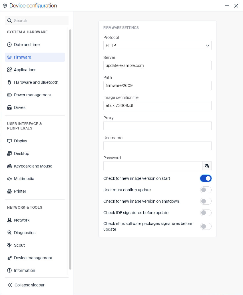 Check for new image version on start enabled
