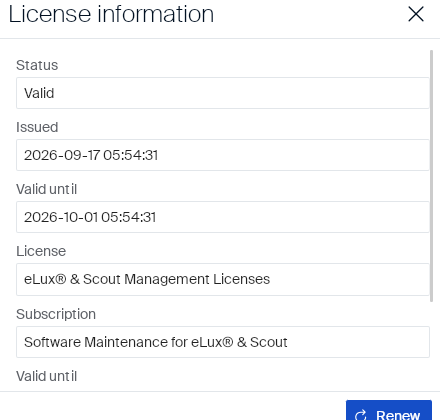 License information dialog