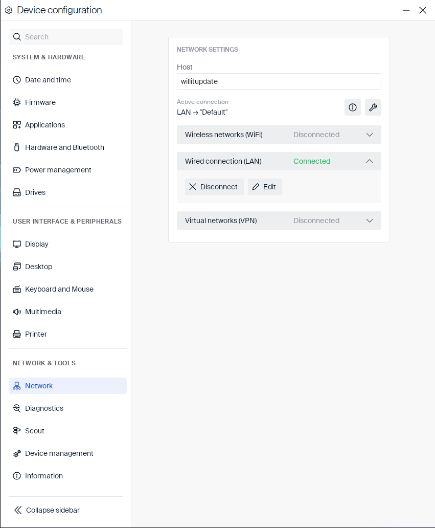 Network settings