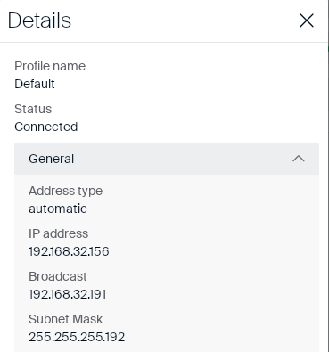Details dialog, General section