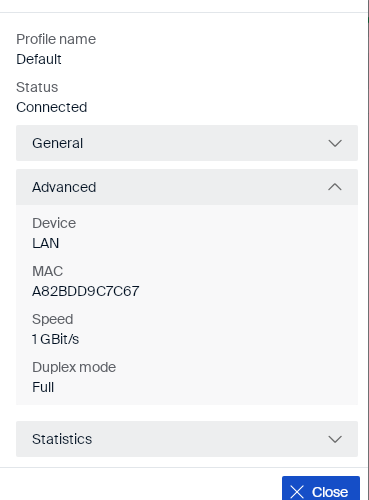 Details dialog, Advanced section