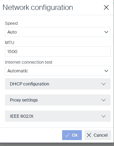 Network configuration dialog