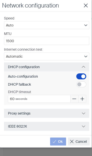 DHCP configuration section