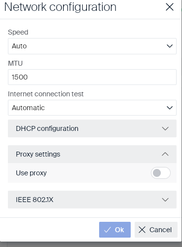 Proxy settings section