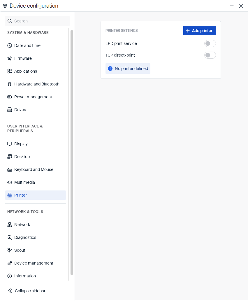 Printer settings