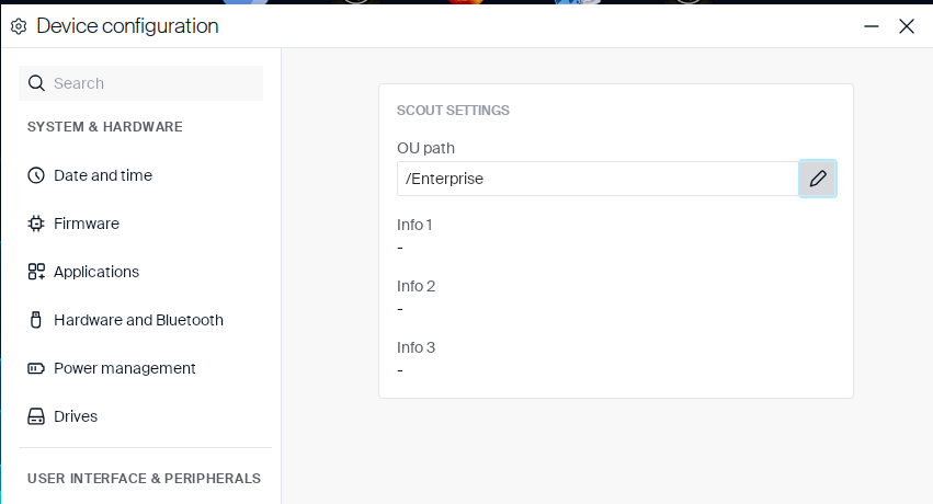 Scout settings
