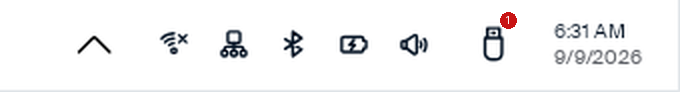 USB icon in the system bar