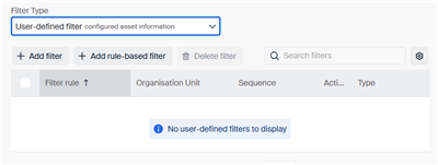 User-defined filter table