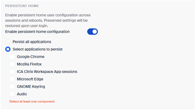 Select applications to persist