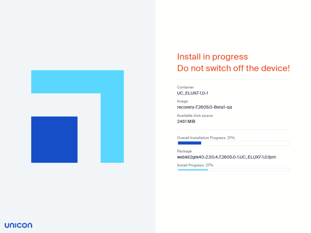 eLux Recovery installation in progress