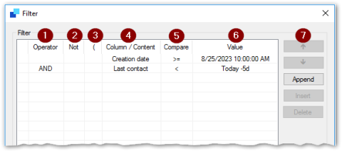 Report filter numbers