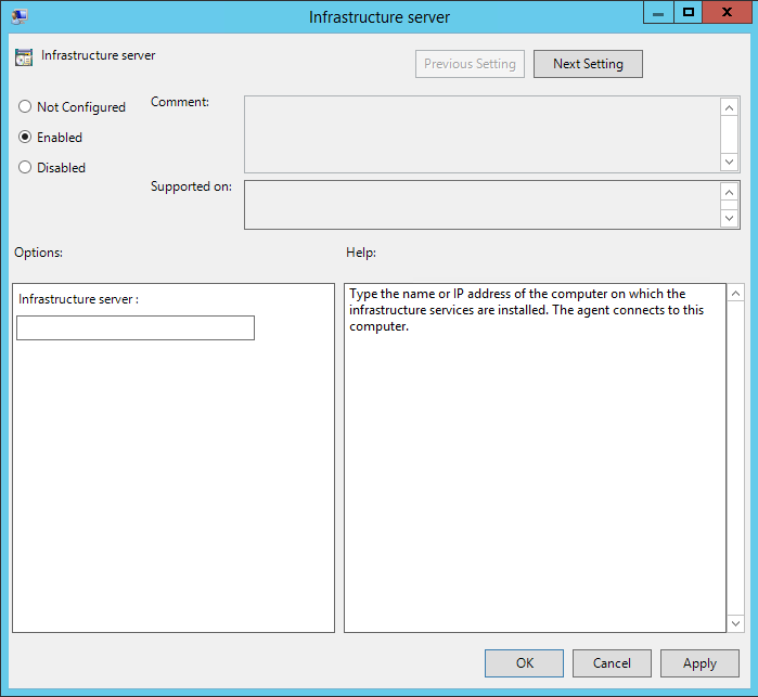 Configure group policy - infrastructure server