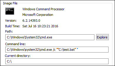 CMD läuft mit Parametern