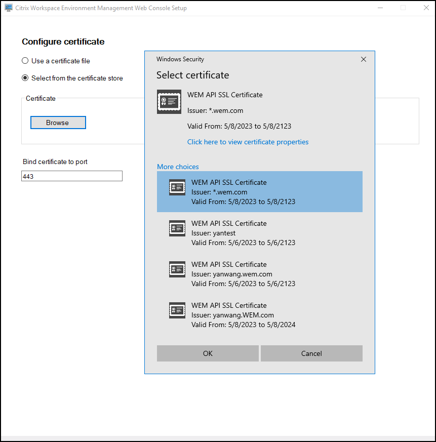 Configure certificate