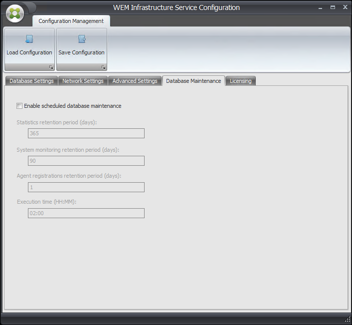 Maintenance de la base de données de configuration