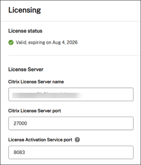 Current license information in the web console