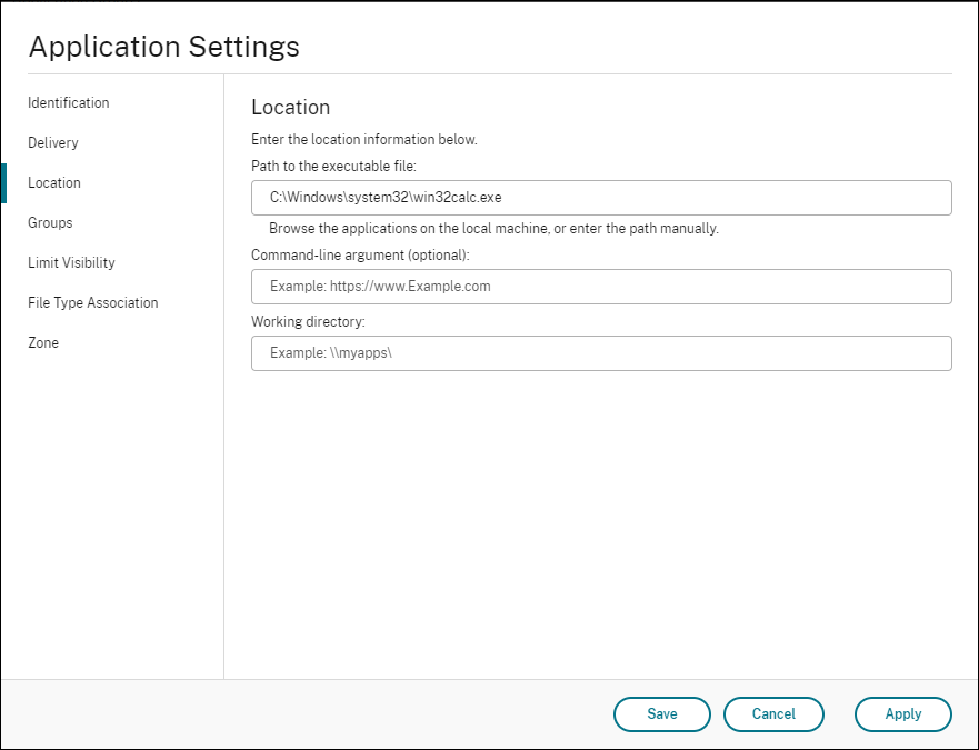 Application Settings page in Full Configuration