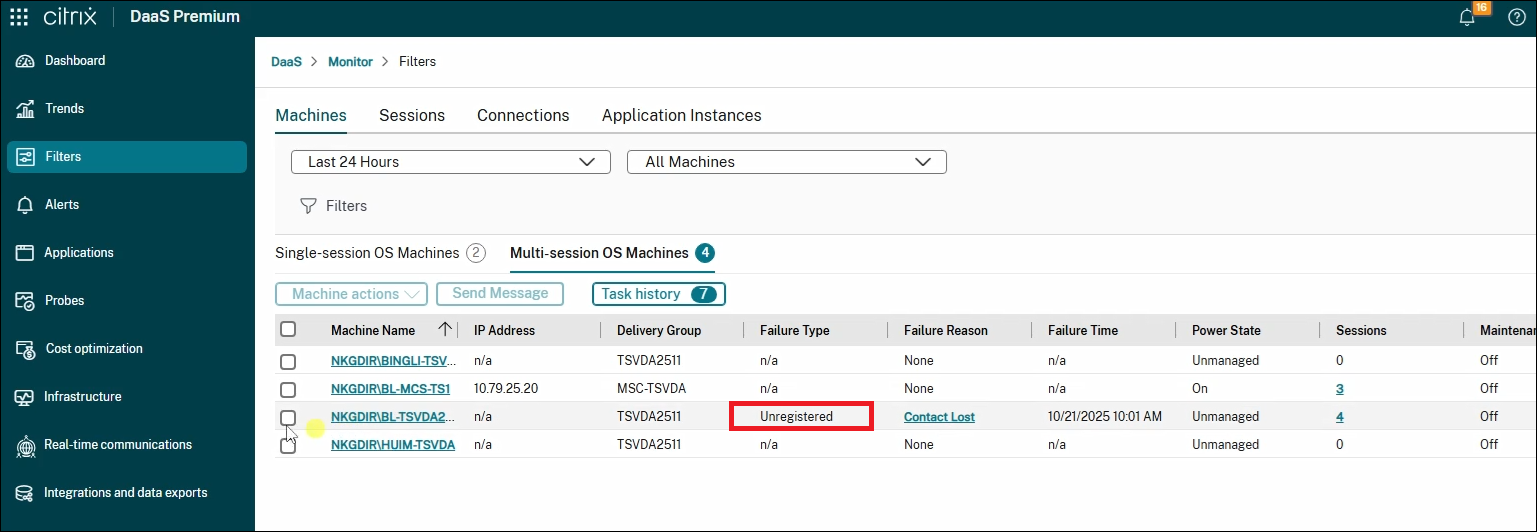 VDA unregistered status