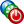 Lebenszyklussymbol. Drei gestapelte Kreise: blau, grün, rot.