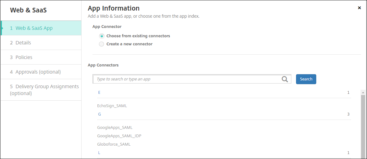 Apps-Konfigurationsbildschirm