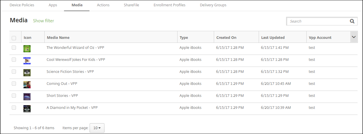 Books configuration