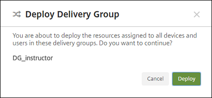 Delivery Groups configuration screen