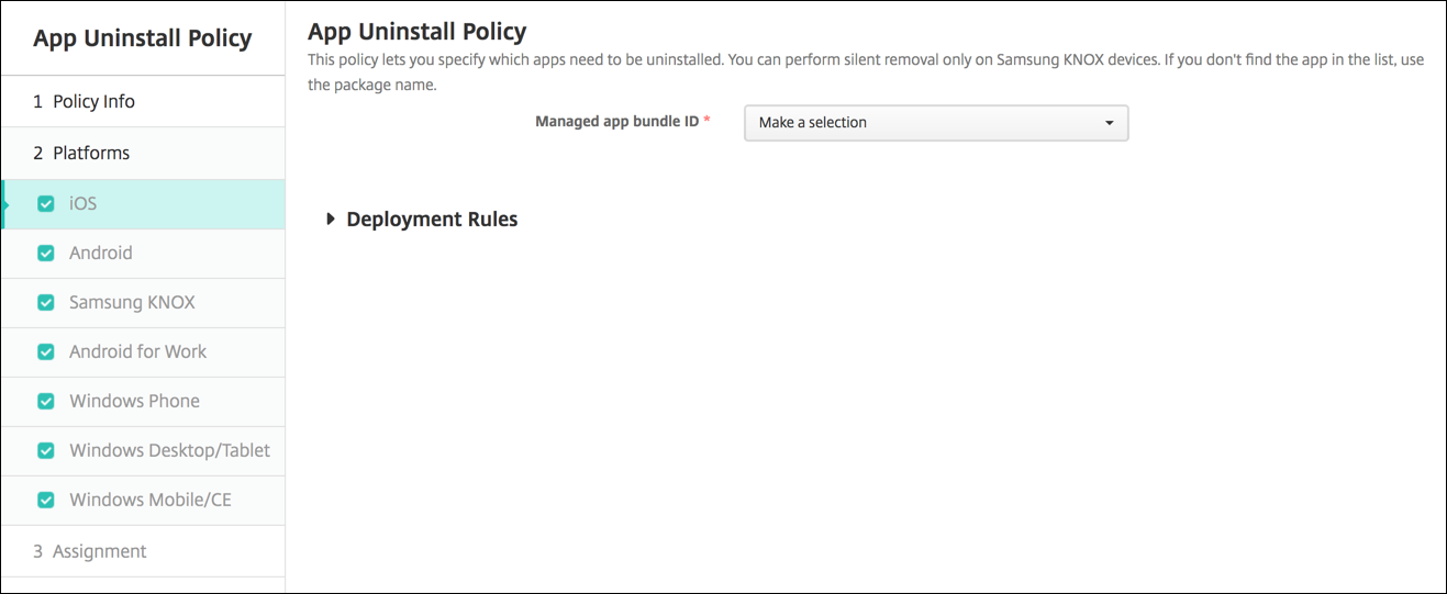 Image of Device Policies configuration screen