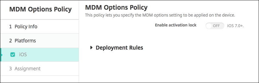 Image of Device Policies configuration screen