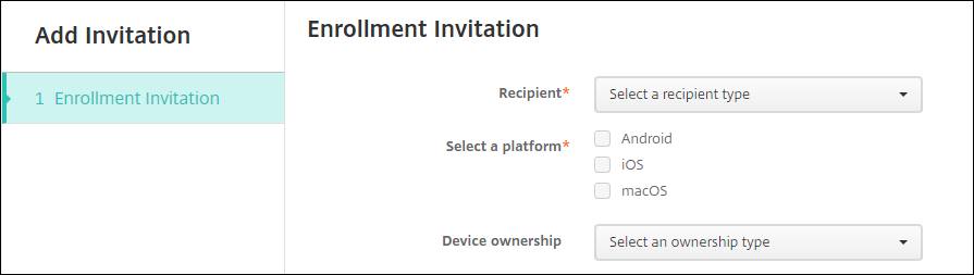 Abbildung des Bildschirms "Registrierungseinladung"