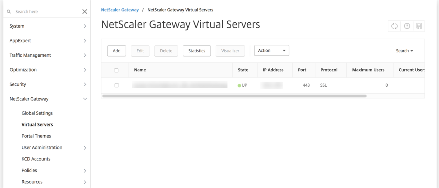 Citrix ADC VPX 구성 화면