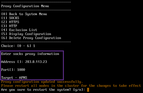 Image de la configuration du serveur proxy