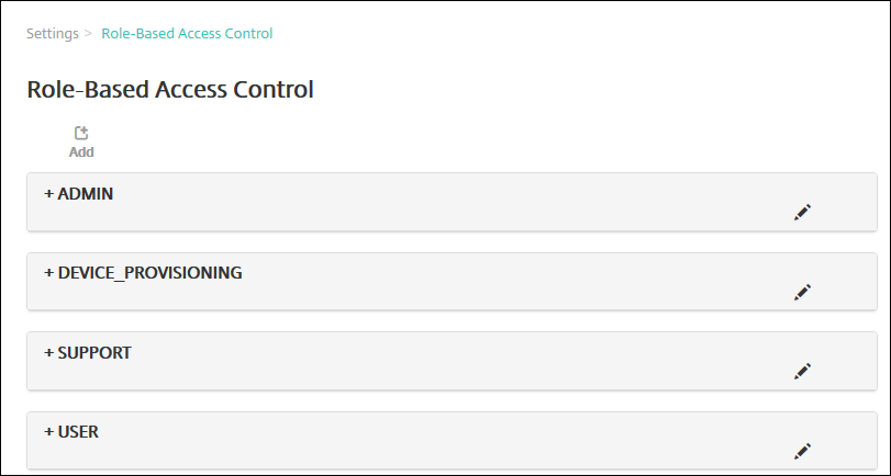 Control de acceso por roles (RBAC) de XenMobile