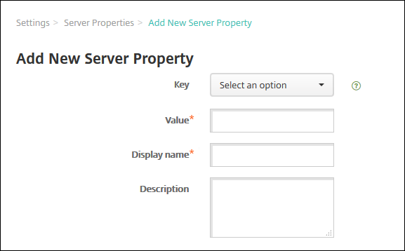 Server properties
