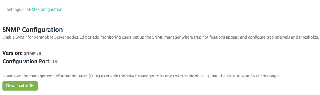 Imagen de la configuración de SNMP