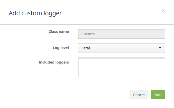 Imagem da configuração do log