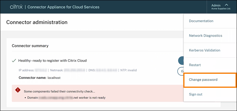 Select change password from the menu.