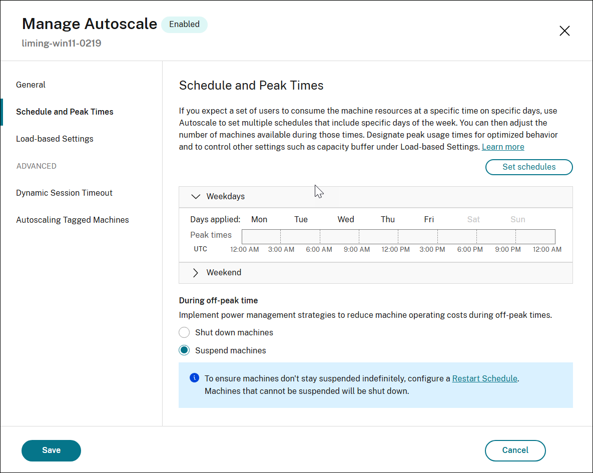 Autoscale single-session OS static - schedule
