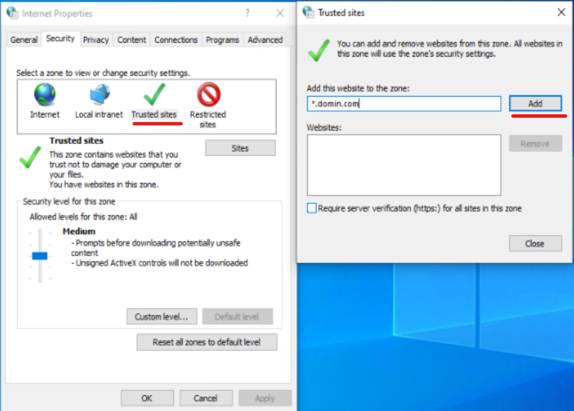 Opciones de Internet de Windows