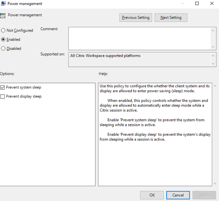 Power management policy