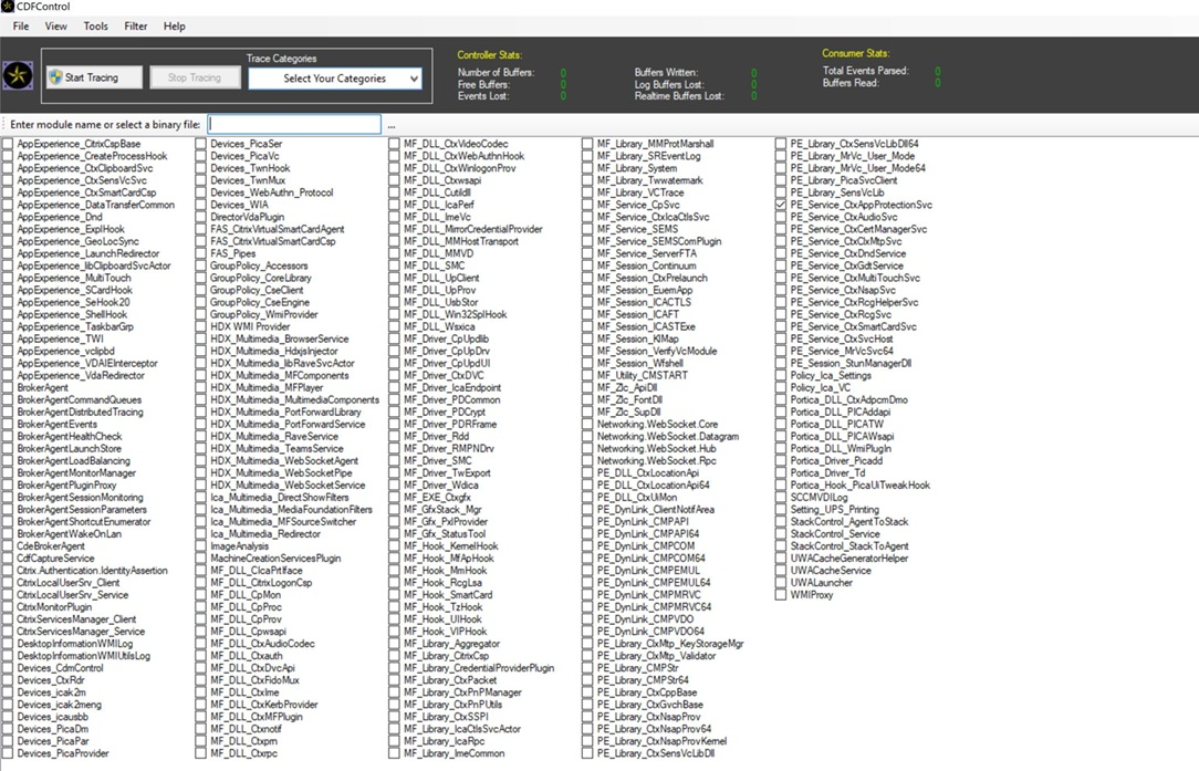 Tracingberichte der CDF-Steuerung