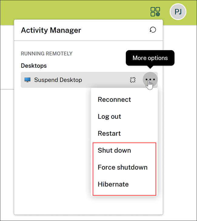 Power management control options