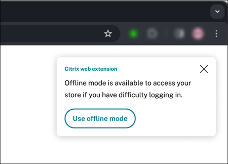 Screenshot of Citrix web extension pop-up