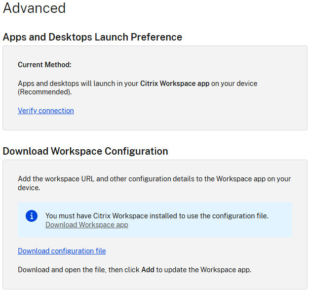 Screenshot of advanced settings screen