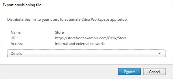 Screenshot of export provisioning file screen